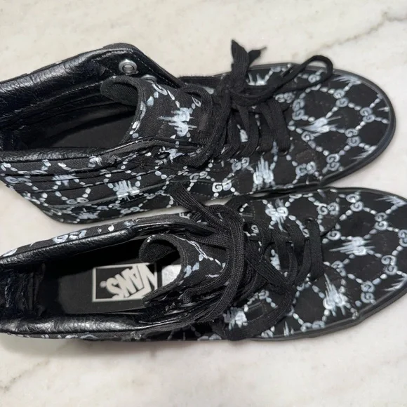 Vans Black and White High-Top Sneakers with Monogram Design - Picture 4 of 4